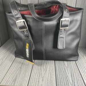 Solo Classic Tote, 15.6", 13 3/4" x 17 1/2" x 3 3/4", Black/Red Brand New Tags